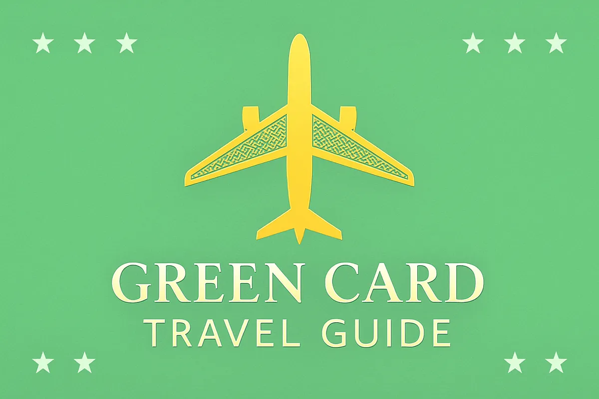 Green card holder reviewing travel documents and passport before international trip showing continuous residence timeline