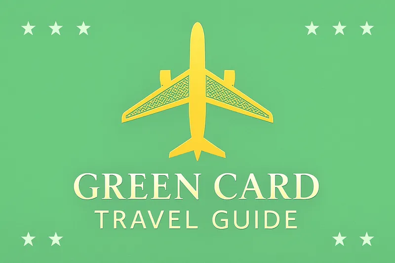 Green card holder reviewing travel documents and passport before international trip showing continuous residence timeline